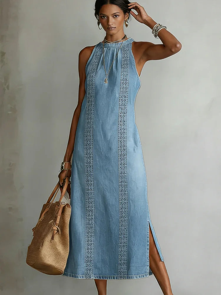 Julia™ | Robe en denim à dentelle rétro