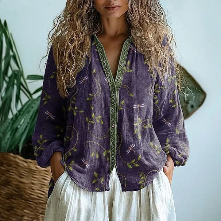 Alexandra™ | Blouse rétro imprimée