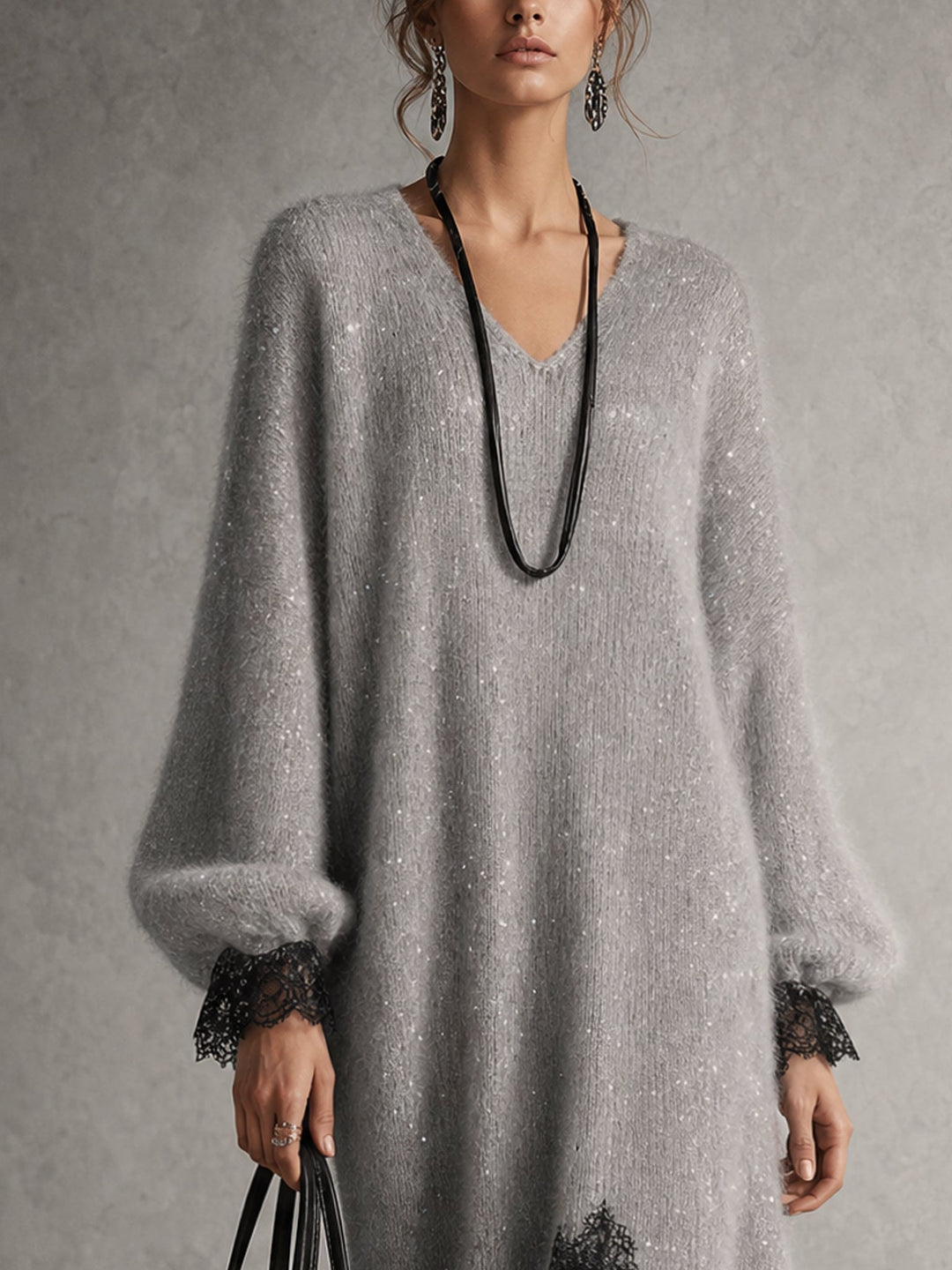 Gisèle | Robe Midi Maille et Dentelle