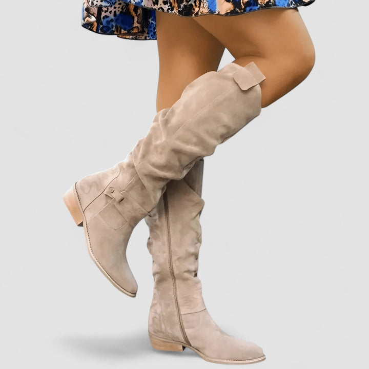 Adeliza | Bottes de équitation hauteur genou avec tige froncée