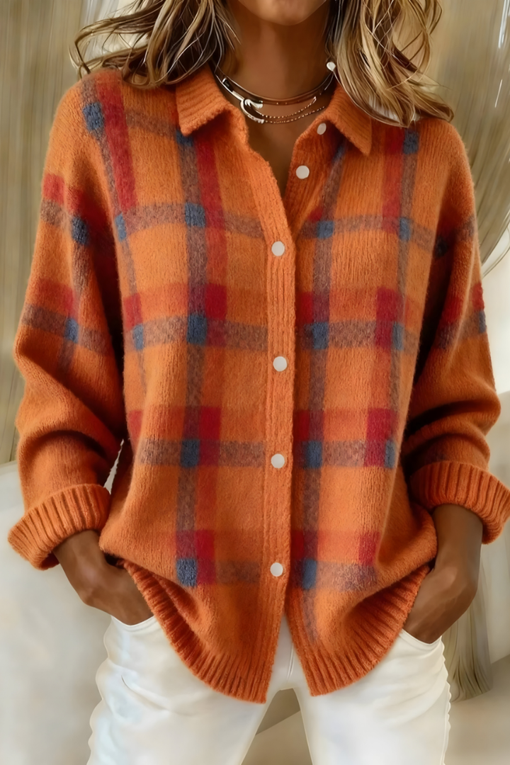 Camille™ | Cardigan à Carreaux