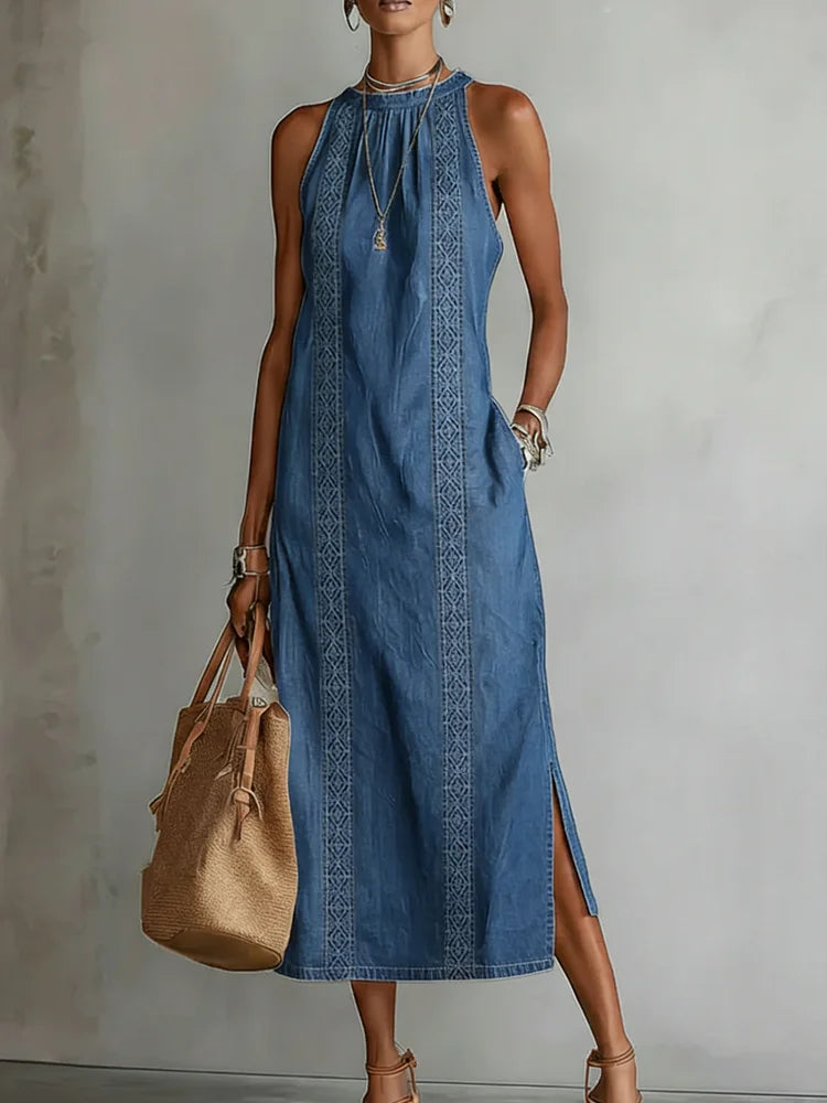 Julia™ | Robe en denim à dentelle rétro