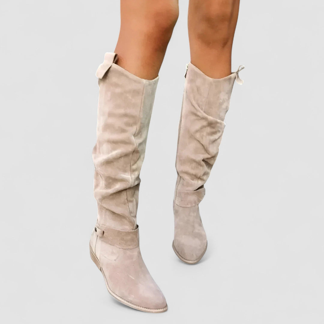 Adeliza | Bottes de équitation hauteur genou avec tige froncée