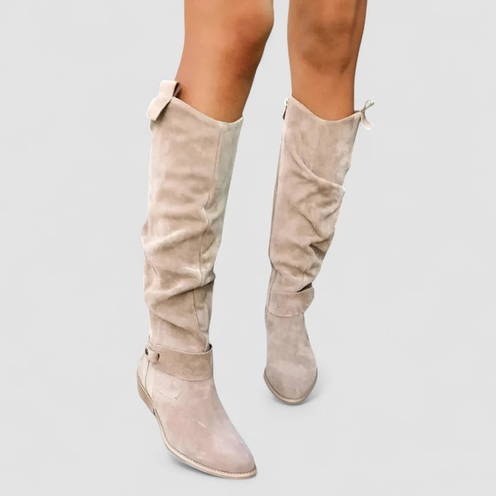 Adeliza | Bottes de équitation hauteur genou avec tige froncée