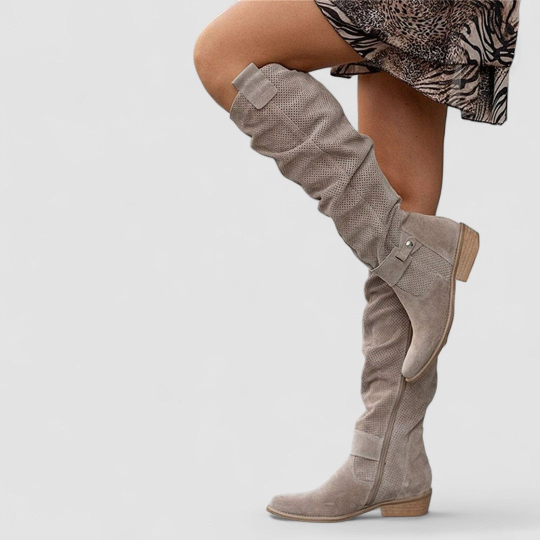 Georgiana | Bottes Western hauteur genou avec tige froncée
