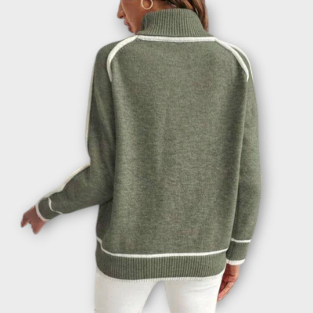 Christine - Pull luxueux vert olive