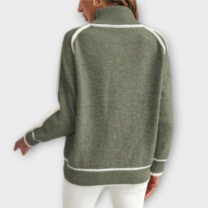 Christine - Pull luxueux vert olive