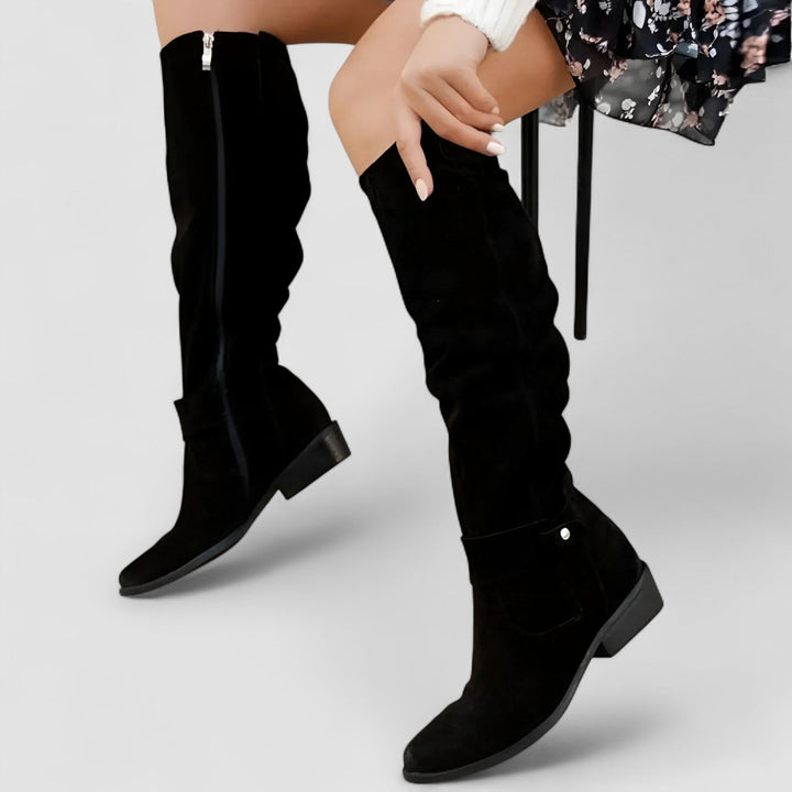 Adeliza | Bottes de équitation hauteur genou avec tige froncée