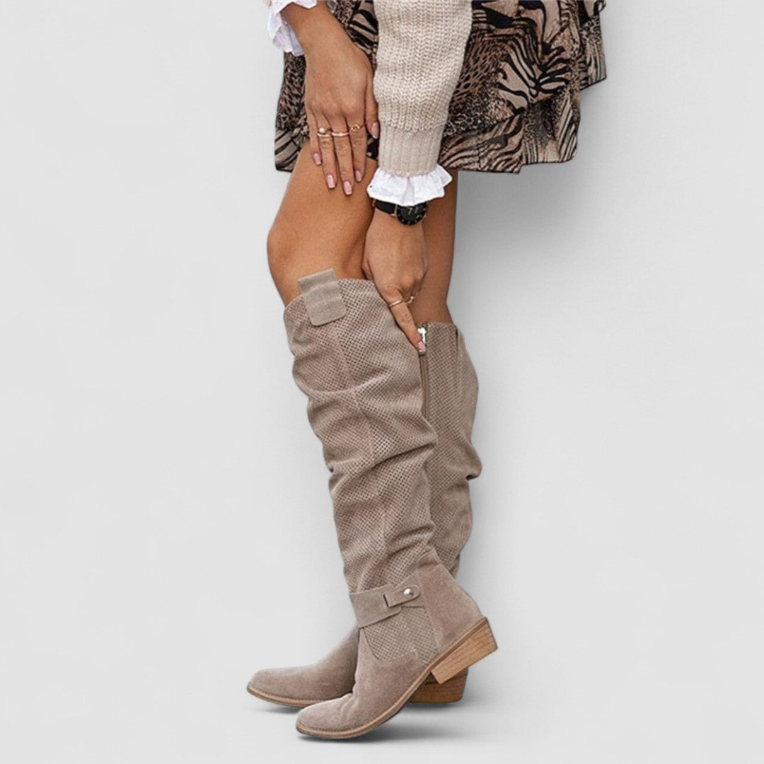 Georgiana | Bottes Western hauteur genou avec tige froncée