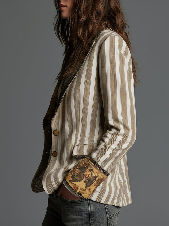 Éloïse™ | Blazer rayé à détails artistiques