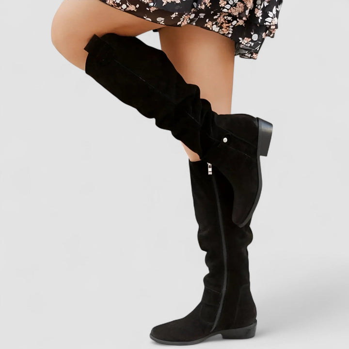 Adeliza | Bottes de équitation hauteur genou avec tige froncée