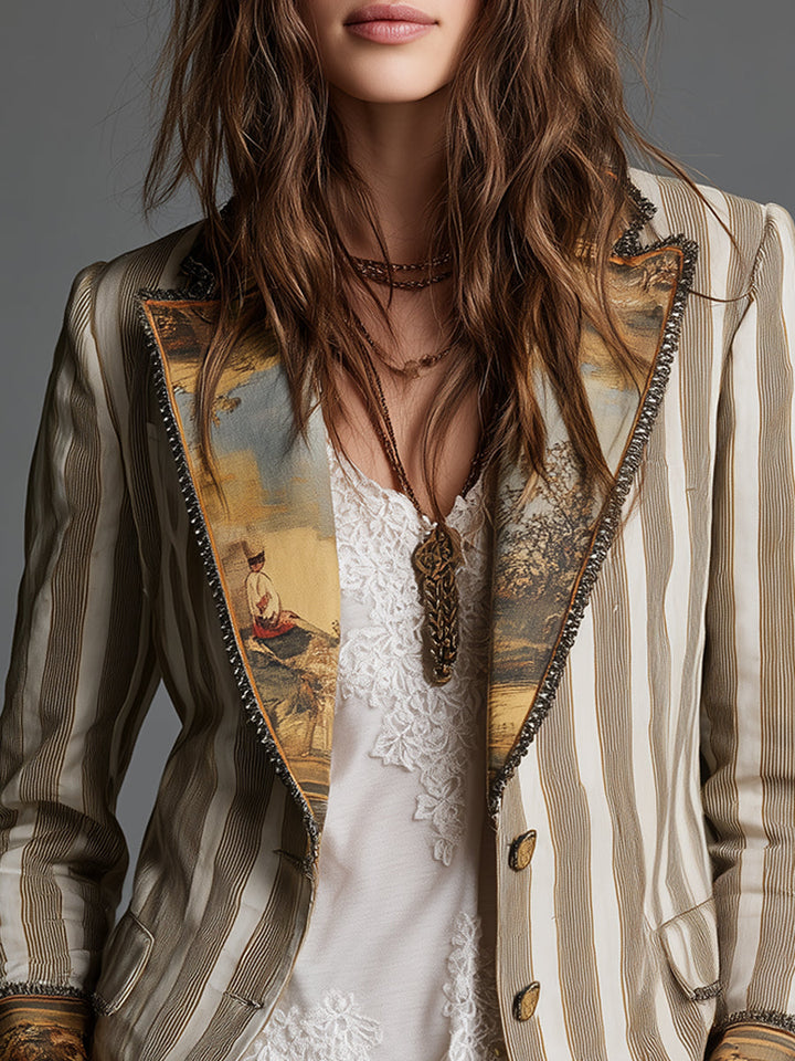 Éloïse™ | Blazer rayé à détails artistiques