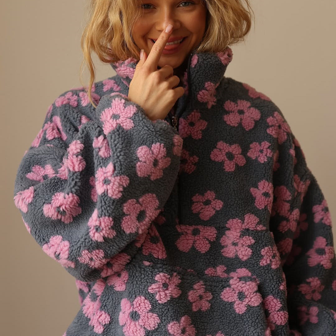 ELODIE - Sweatshirt floral en doux polaire
