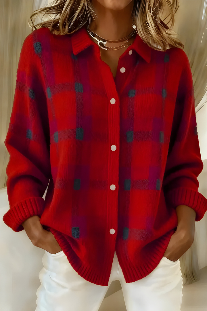 Camille™ | Cardigan à Carreaux