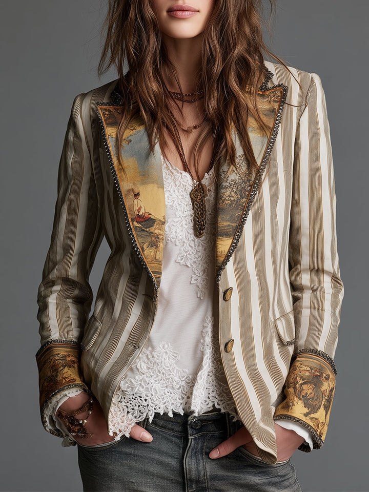 Éloïse™ | Blazer rayé à détails artistiques