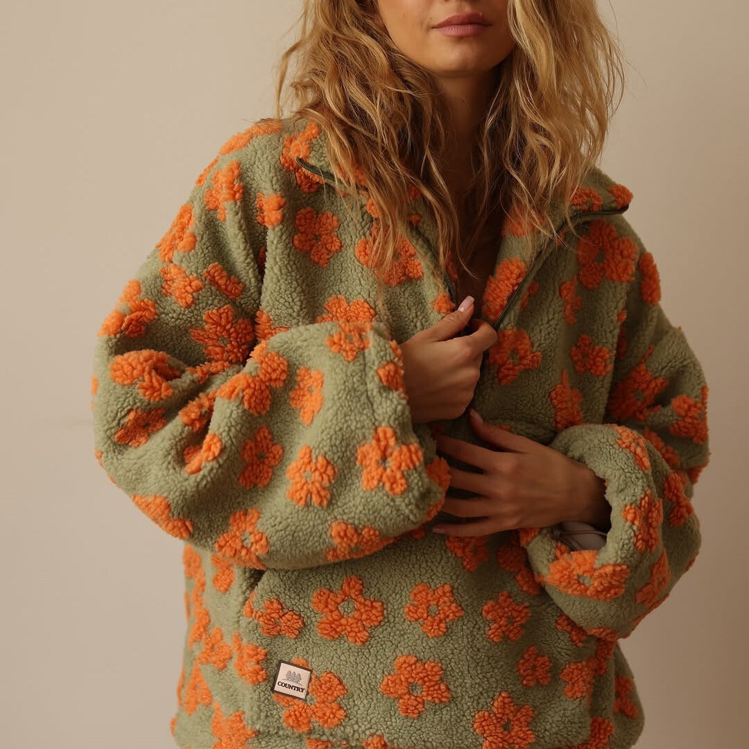 ELODIE - Sweatshirt floral en doux polaire