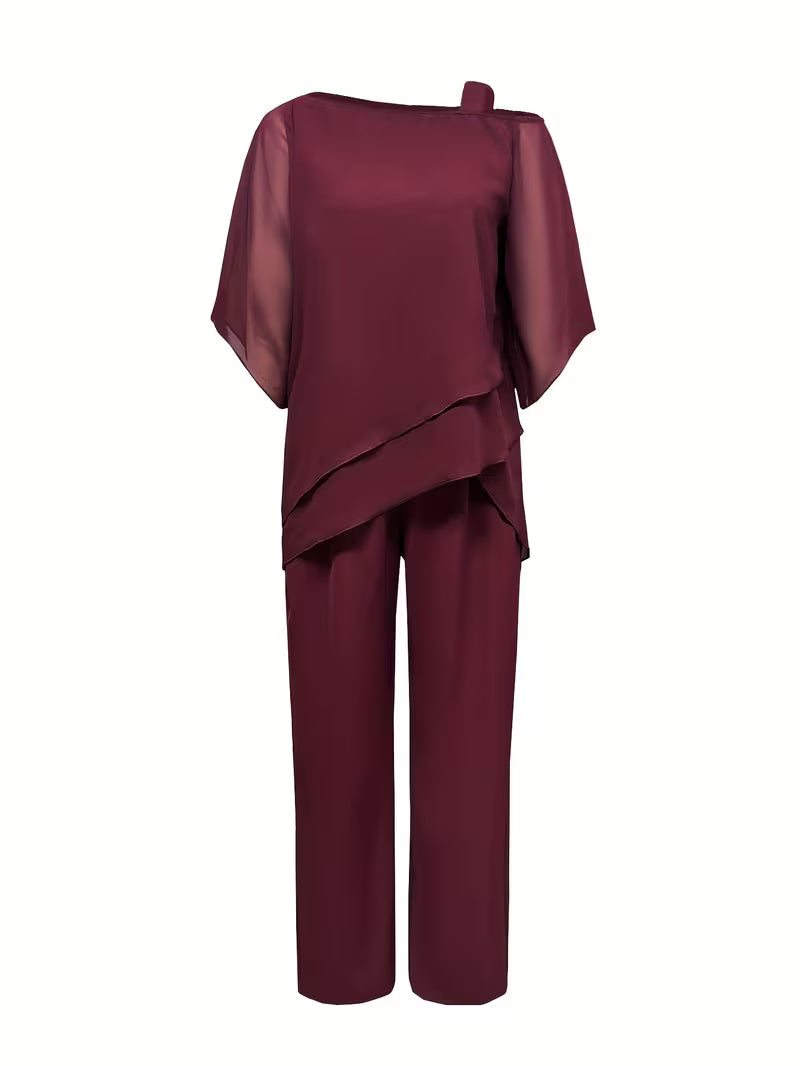 Mavise™ | Ensemble deux pièces fluide avec haut drapé et pantalon élégant