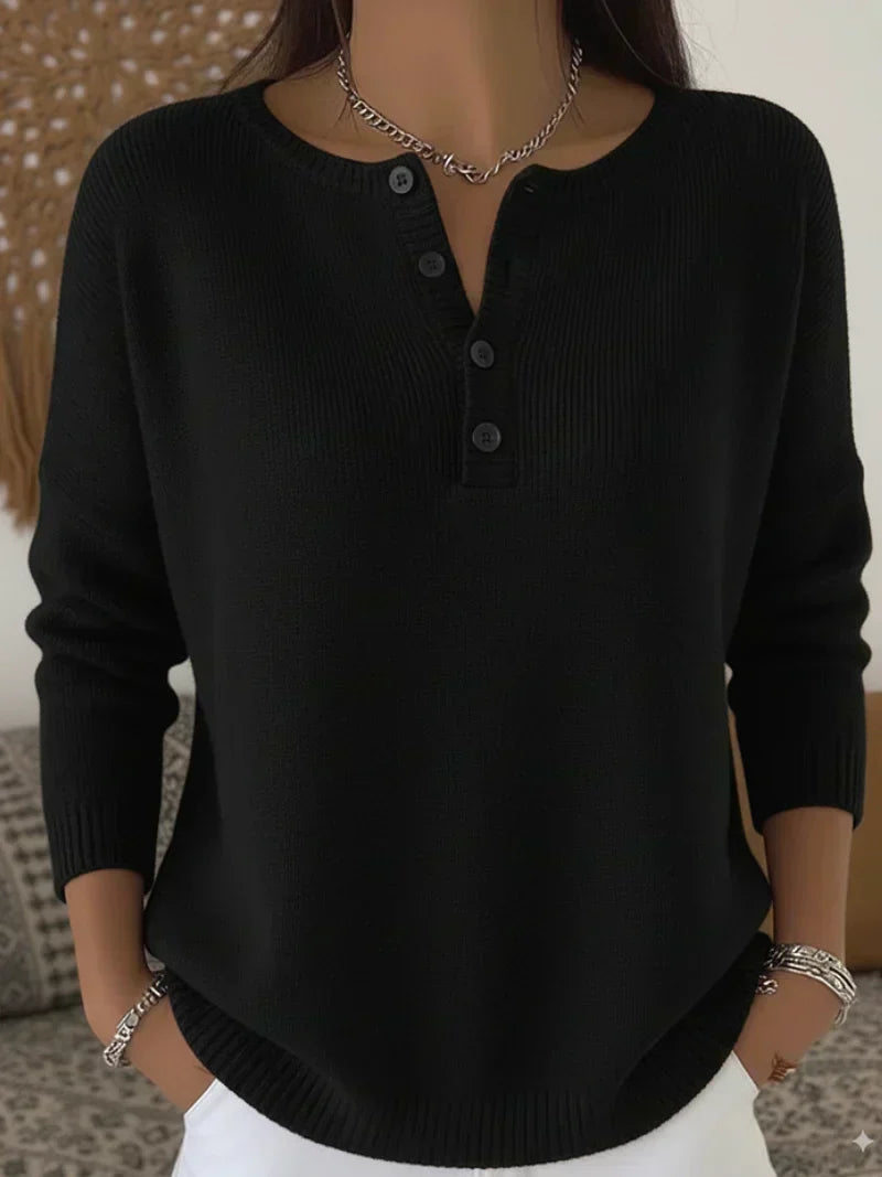 Helena™ | Pull en tricot Henley à boutons
