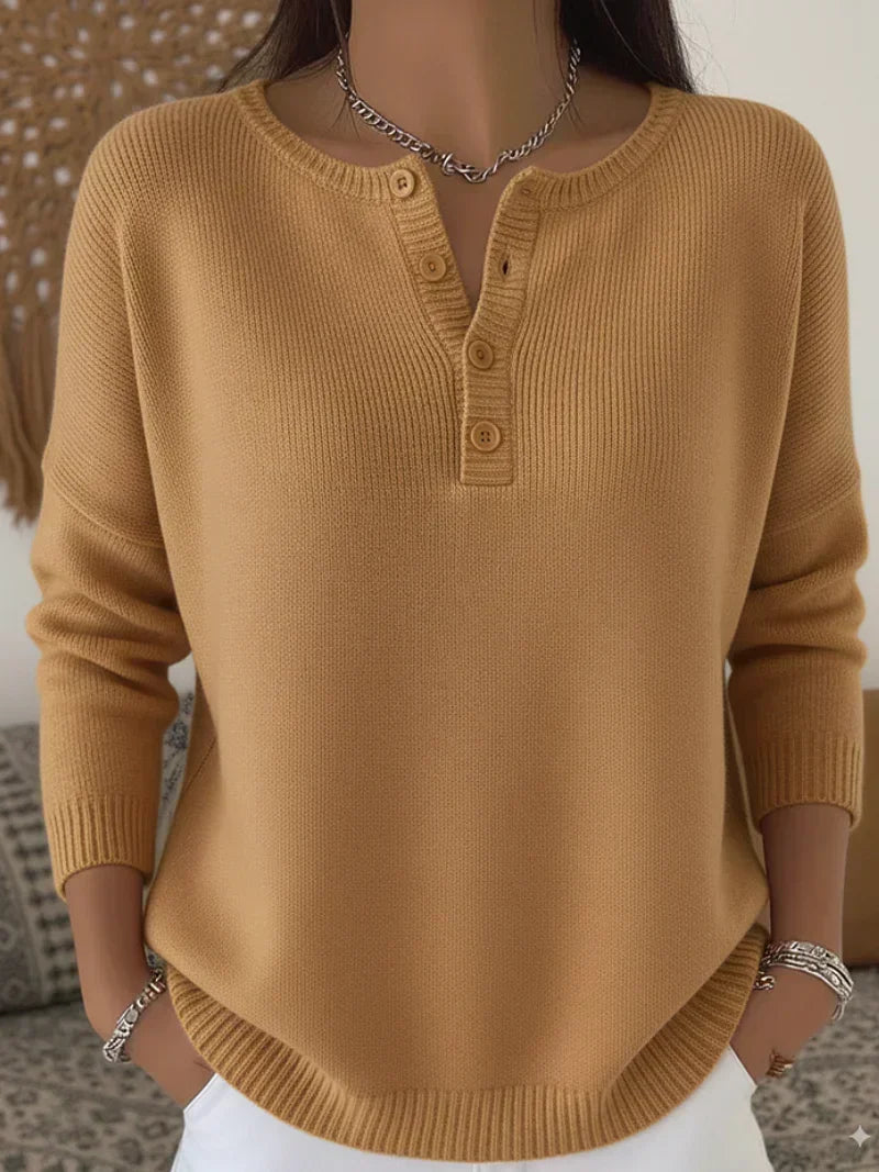 Helena™ | Pull en tricot Henley à boutons