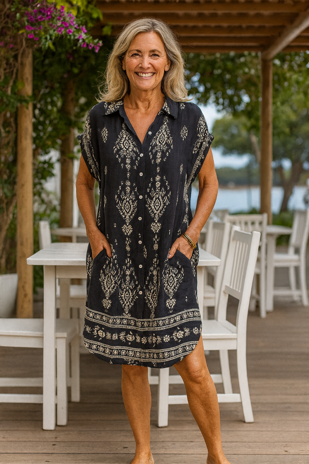 Fernanda™ | Robe bohème midi fluide en coton-lin