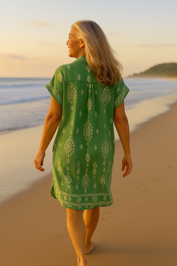 Fernanda™ | Robe bohème midi fluide en coton-lin