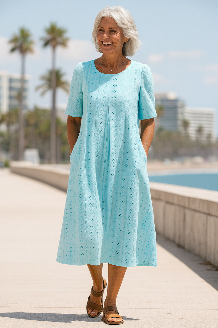 Jada™ | Robe midi trapèze à imprimé fleuri avec poches
