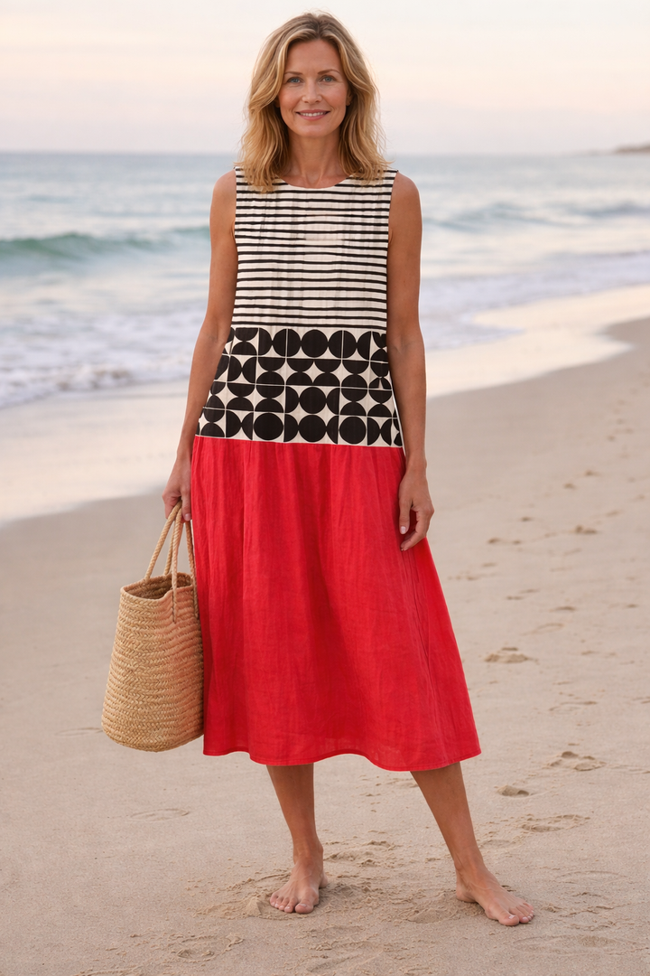 Jane™ Robe mi-longue color-block