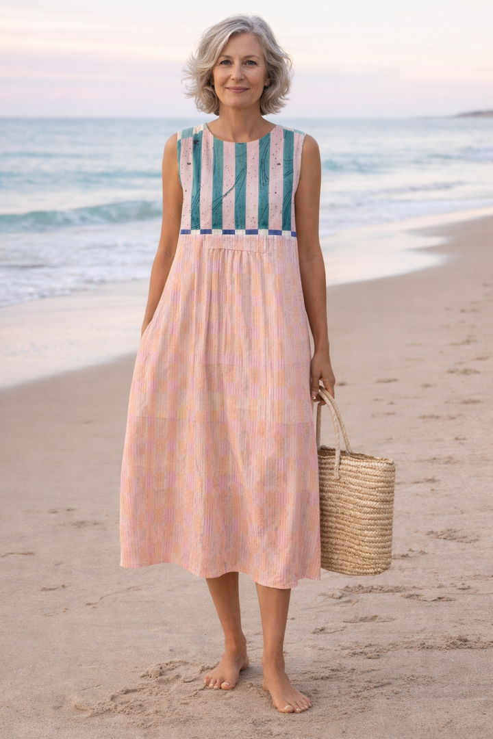 Lily™ Robe midi rayée pastel