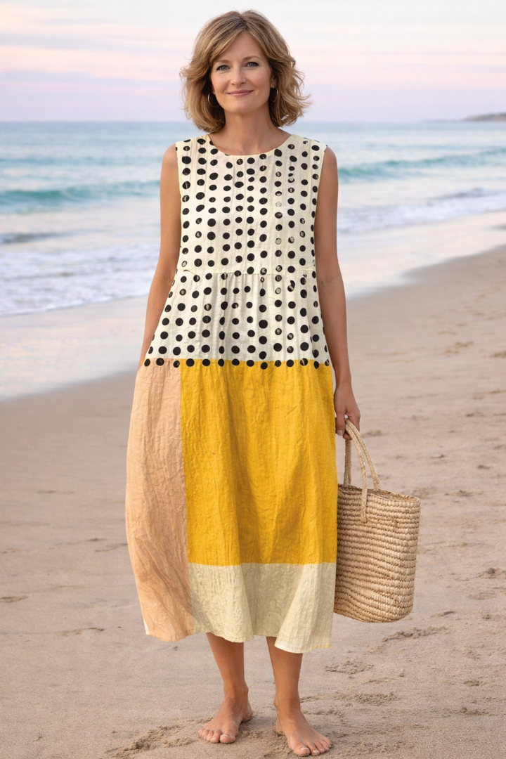 Robe midi colorblock à pois Leah™