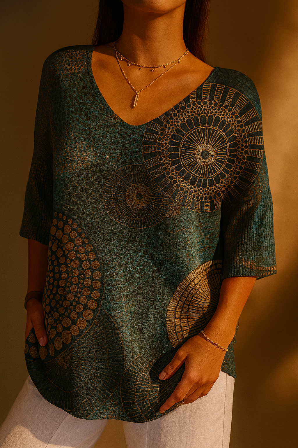Geneviève | Tricot vintage à motif géométrique
