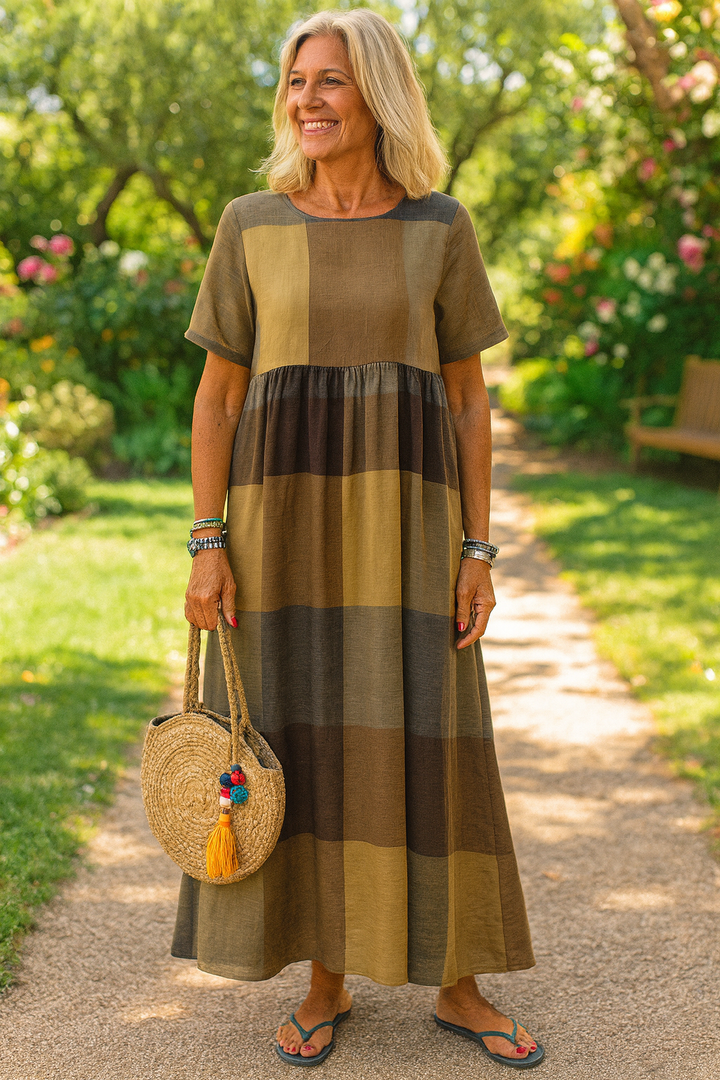 Kelsey™ | Robe midi fluide à blocs de couleurs avec coupe évasée