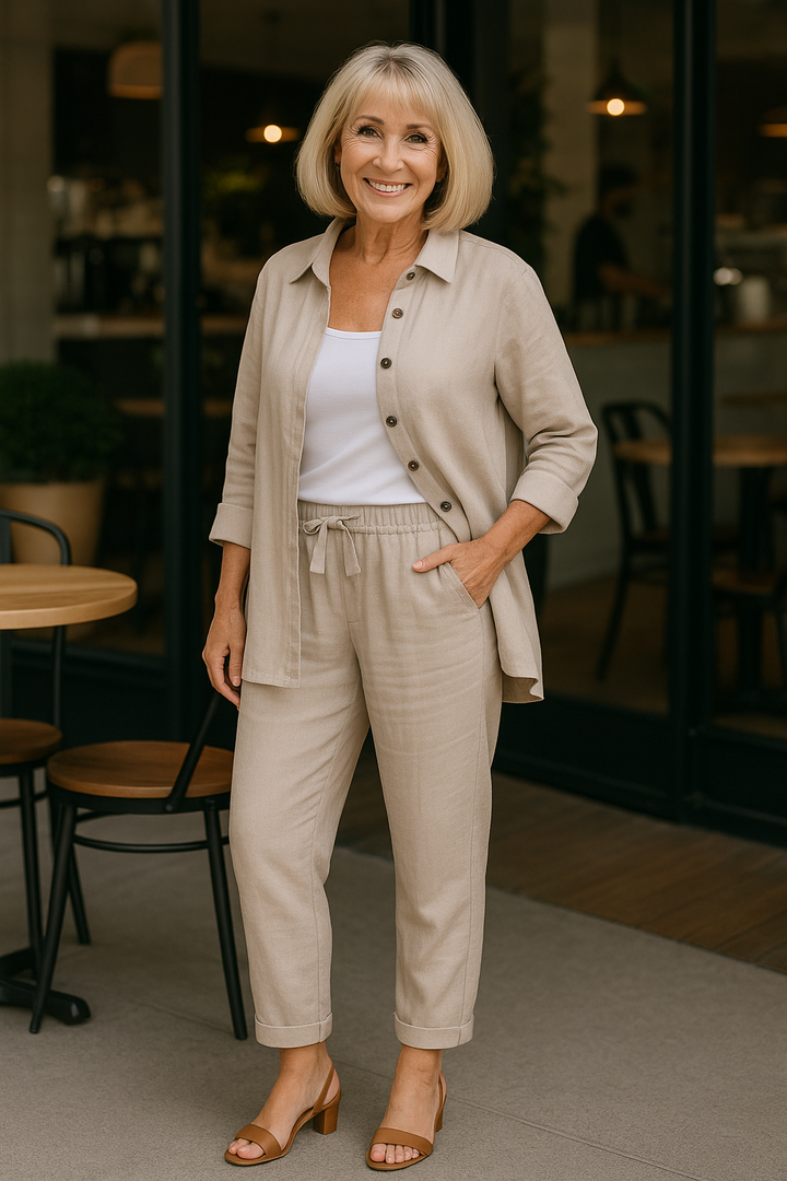 Alondra™ | Ensemble chemise et pantalon fluide en coton doux