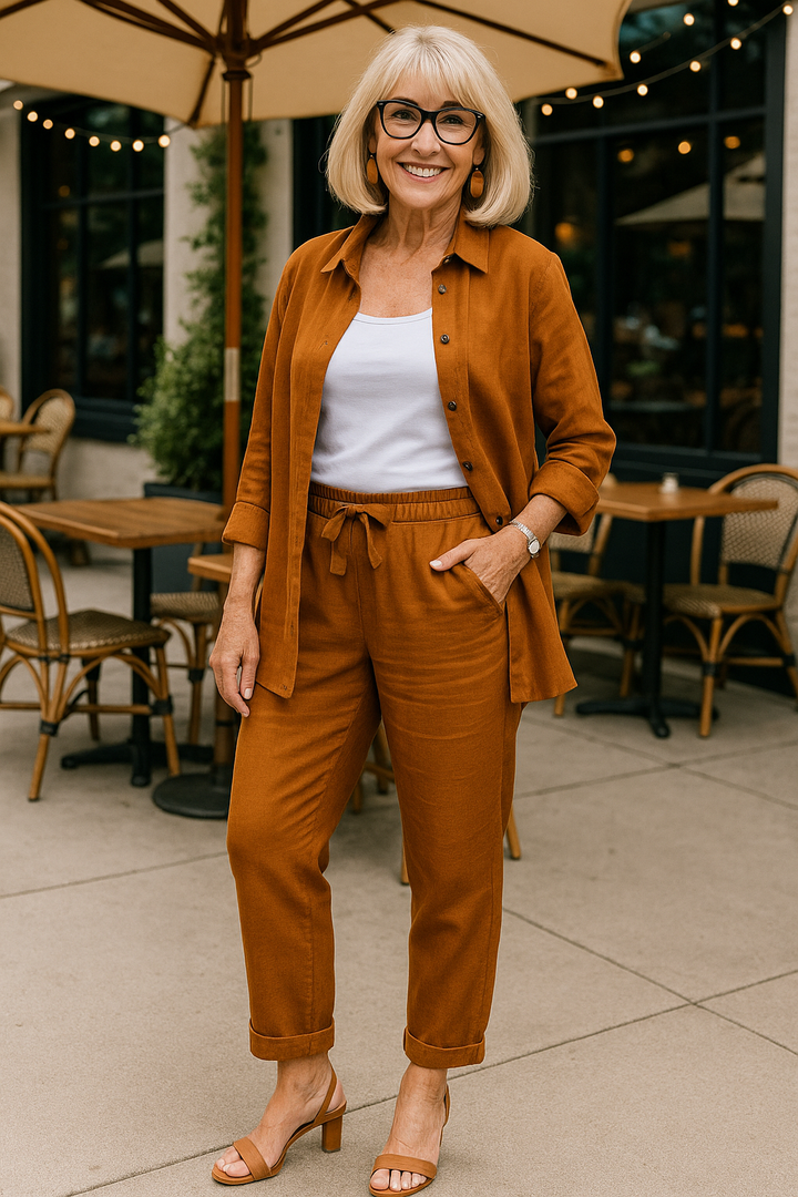 Alondra™ | Ensemble chemise et pantalon fluide en coton doux