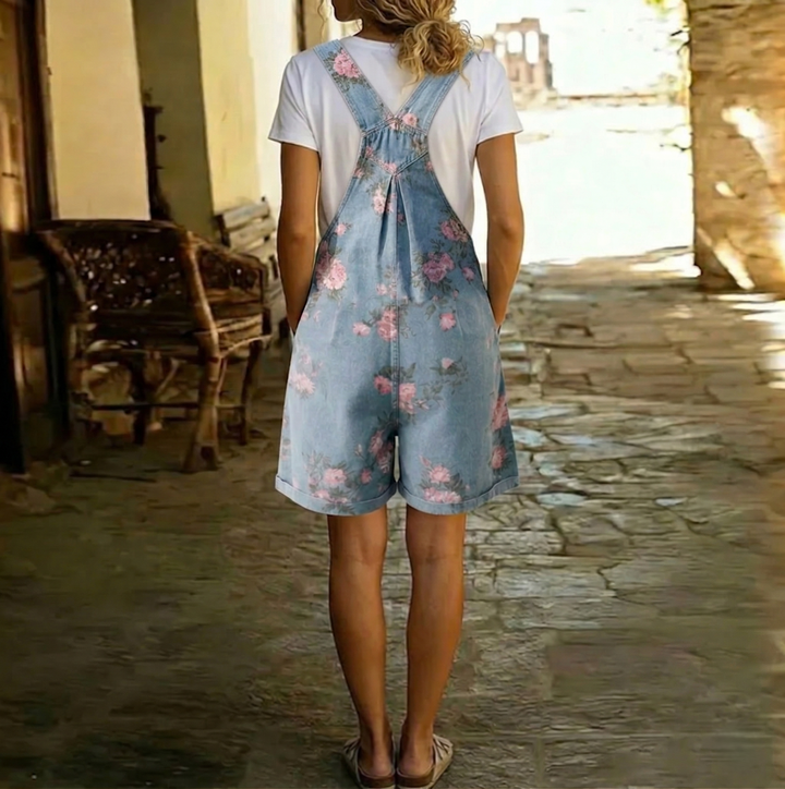Judy™ | Combinaison en denim floral lavé vintage