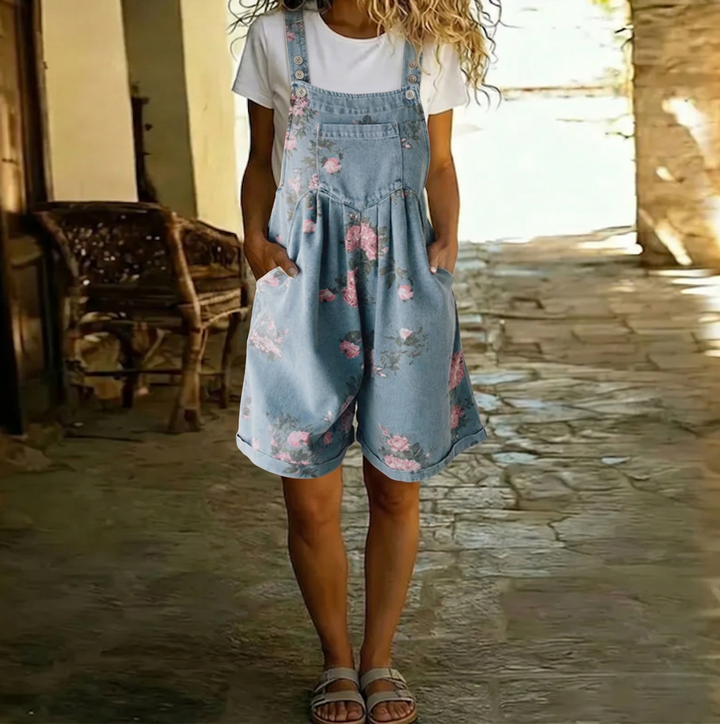 Judy™ | Combinaison en denim floral lavé vintage