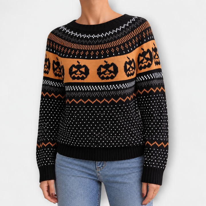 Hécate | Pull en tricot à pois d'Halloween