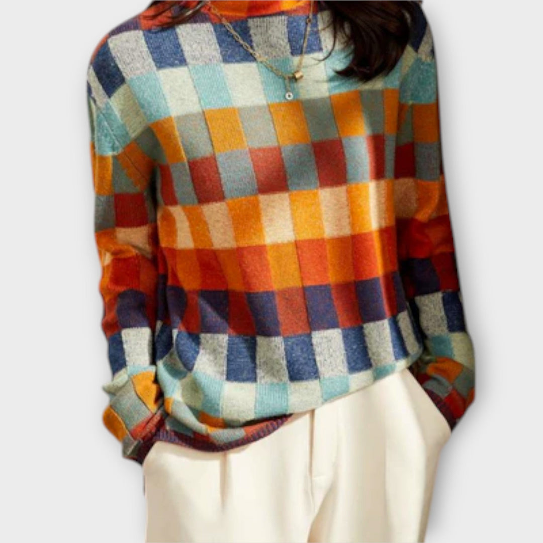 Erika - Pull à col roulé en patchwork