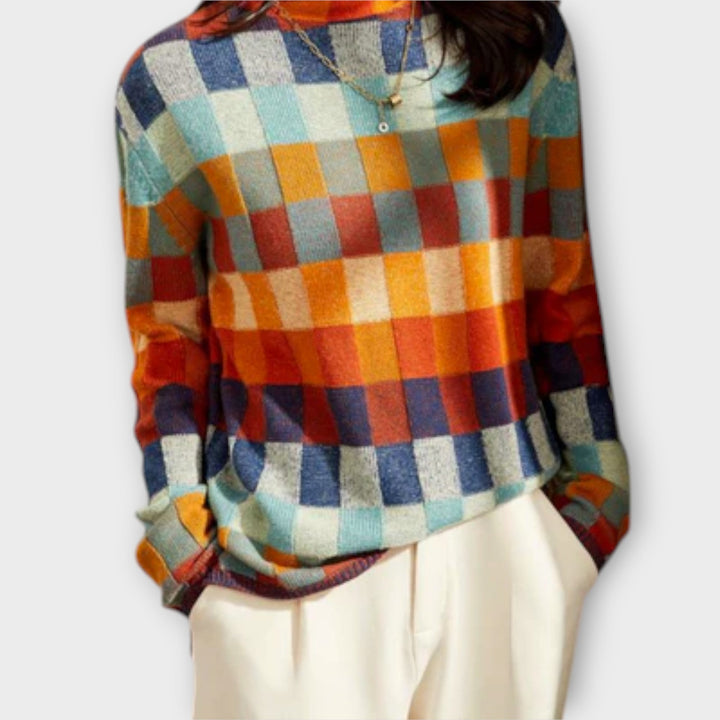 Erika - Pull à col roulé en patchwork