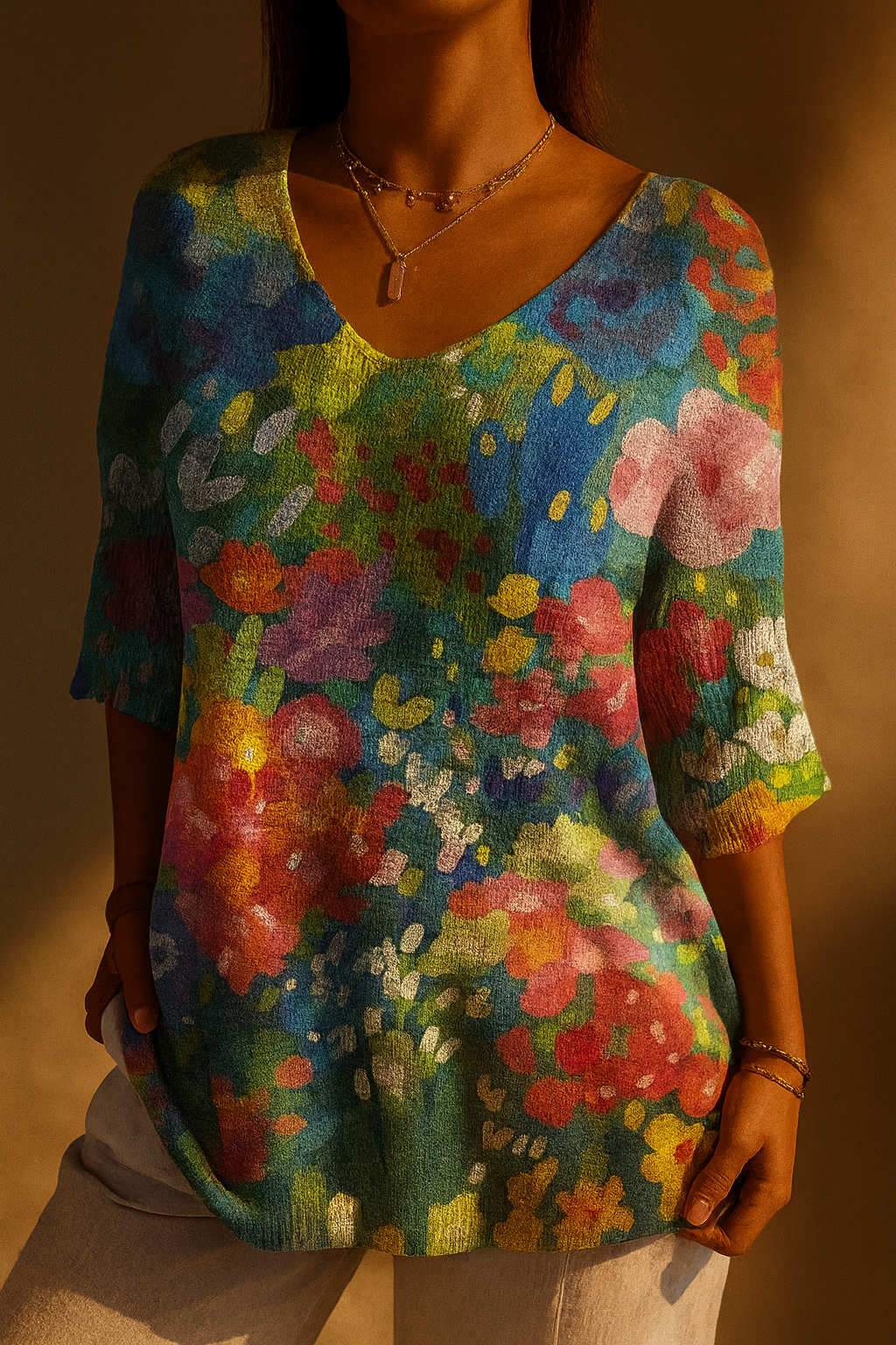 Sylvie | Pull vintage à imprimé floral artistique
