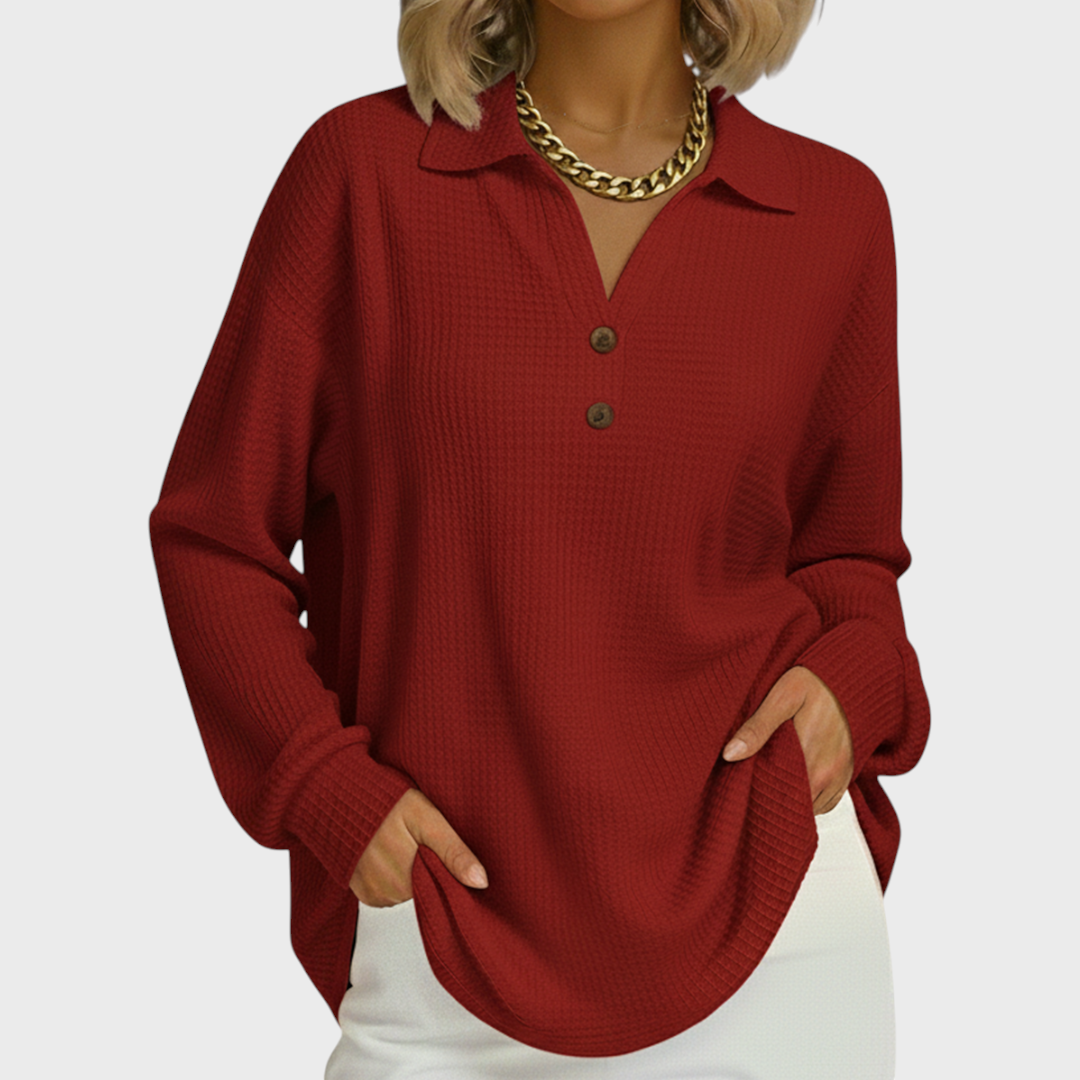 Laura - Pull orange avec col polo