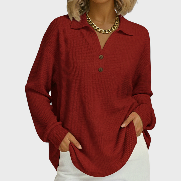 Laura - Pull orange avec col polo