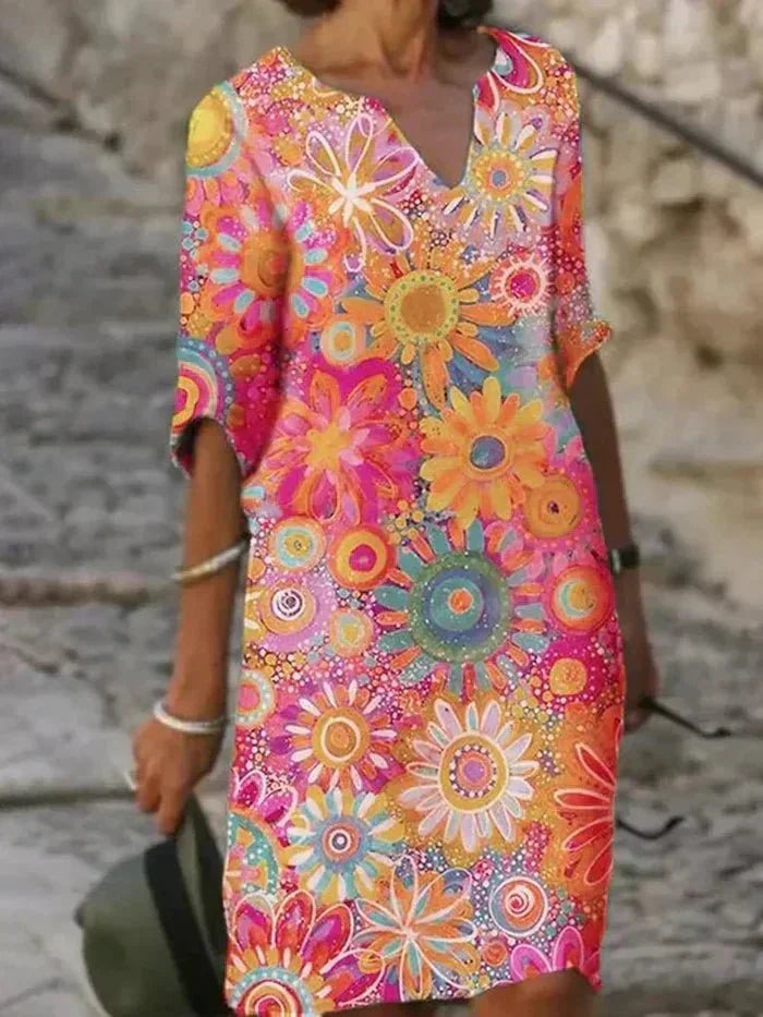 Nira | Robe midi à fleurs vibrantes