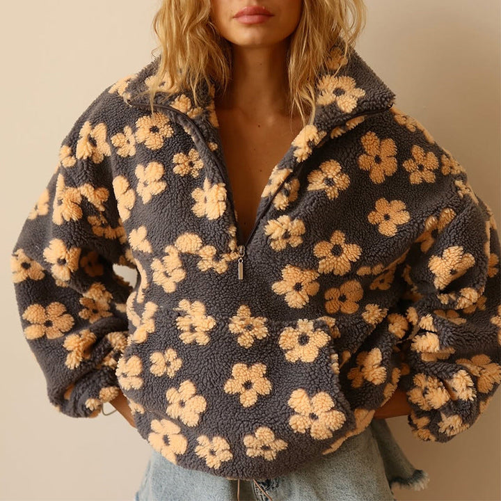 ELODIE - Sweatshirt floral en doux polaire