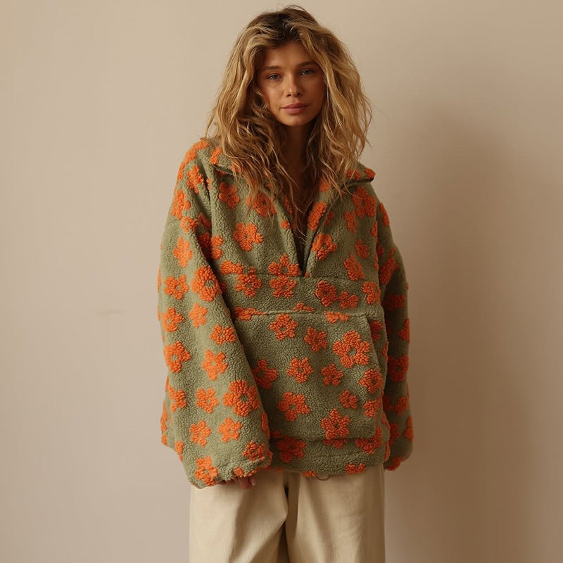 ELODIE - Sweatshirt floral en doux polaire
