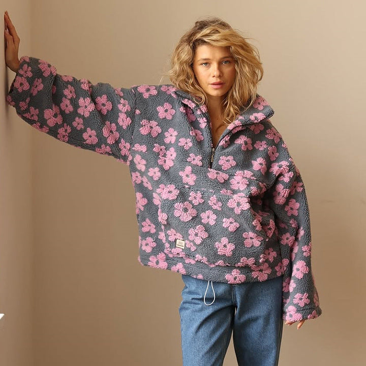 ELODIE - Sweatshirt floral en doux polaire
