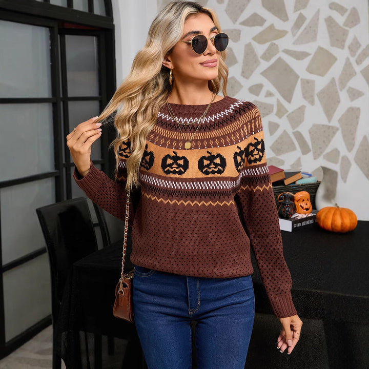 Hécate | Pull en tricot à pois d'Halloween