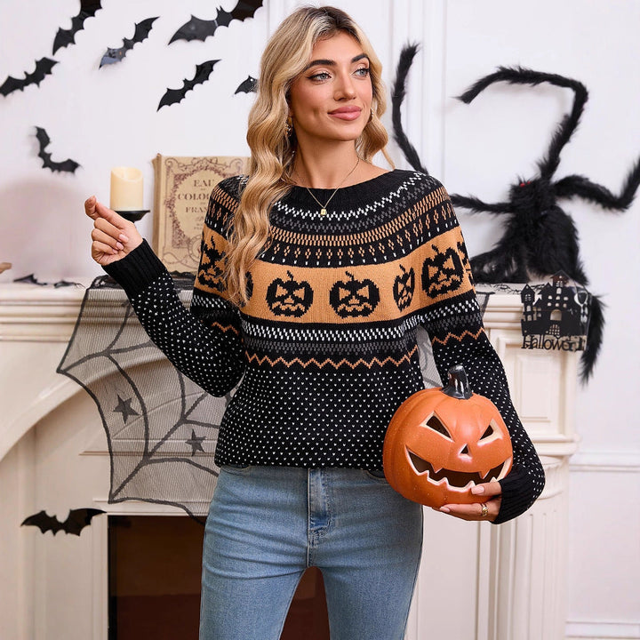 Hécate | Pull en tricot à pois d'Halloween