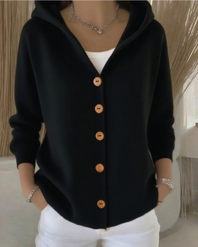 Darienne™ | Cardigan Tricoté avec Capuche et Boutons