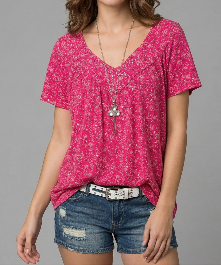 Trisha™ | T-shirt floral à col en V