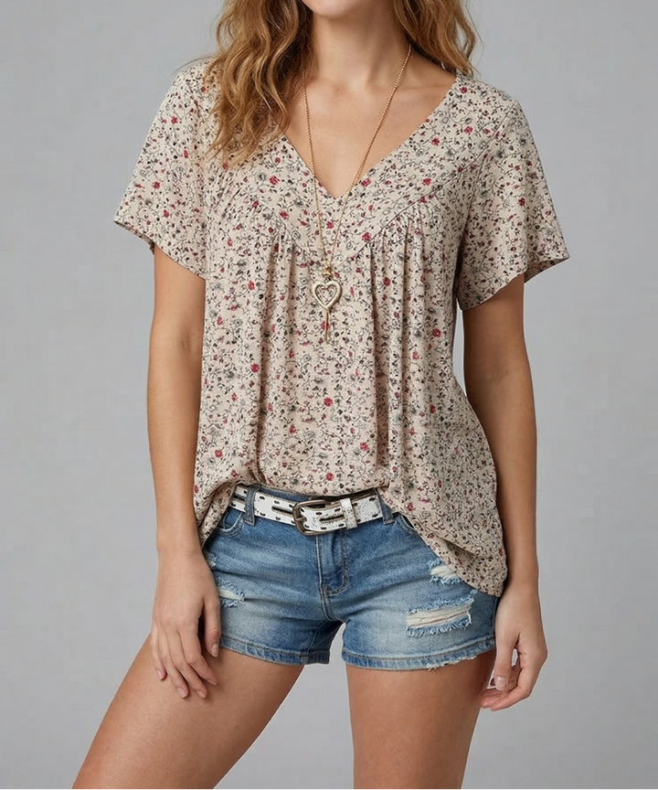 Trisha™ | T-shirt floral à col en V